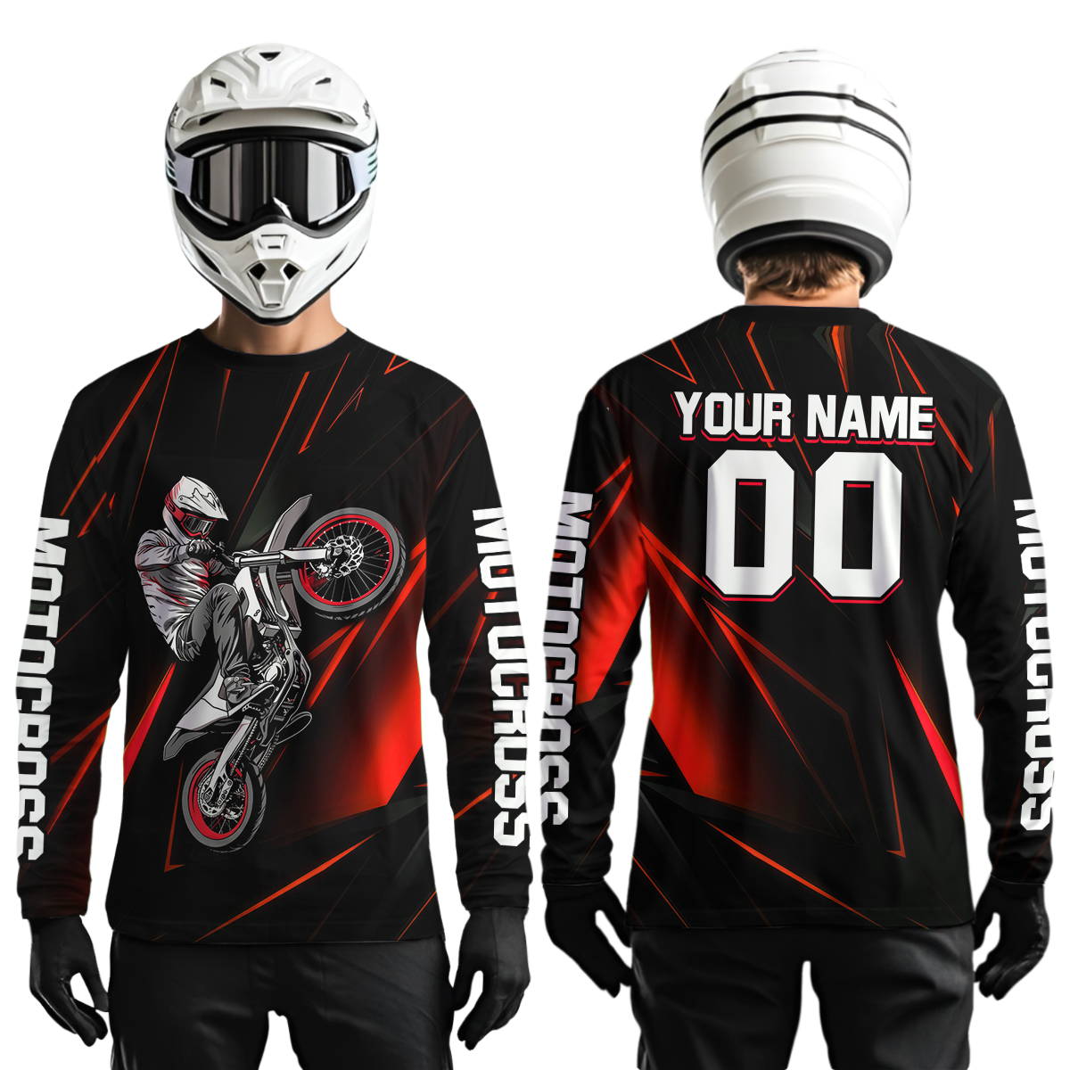 Red Youth MX Motocross Jersey Custom Motocycle Shirts Men Women Kid UPF30+ DNT41