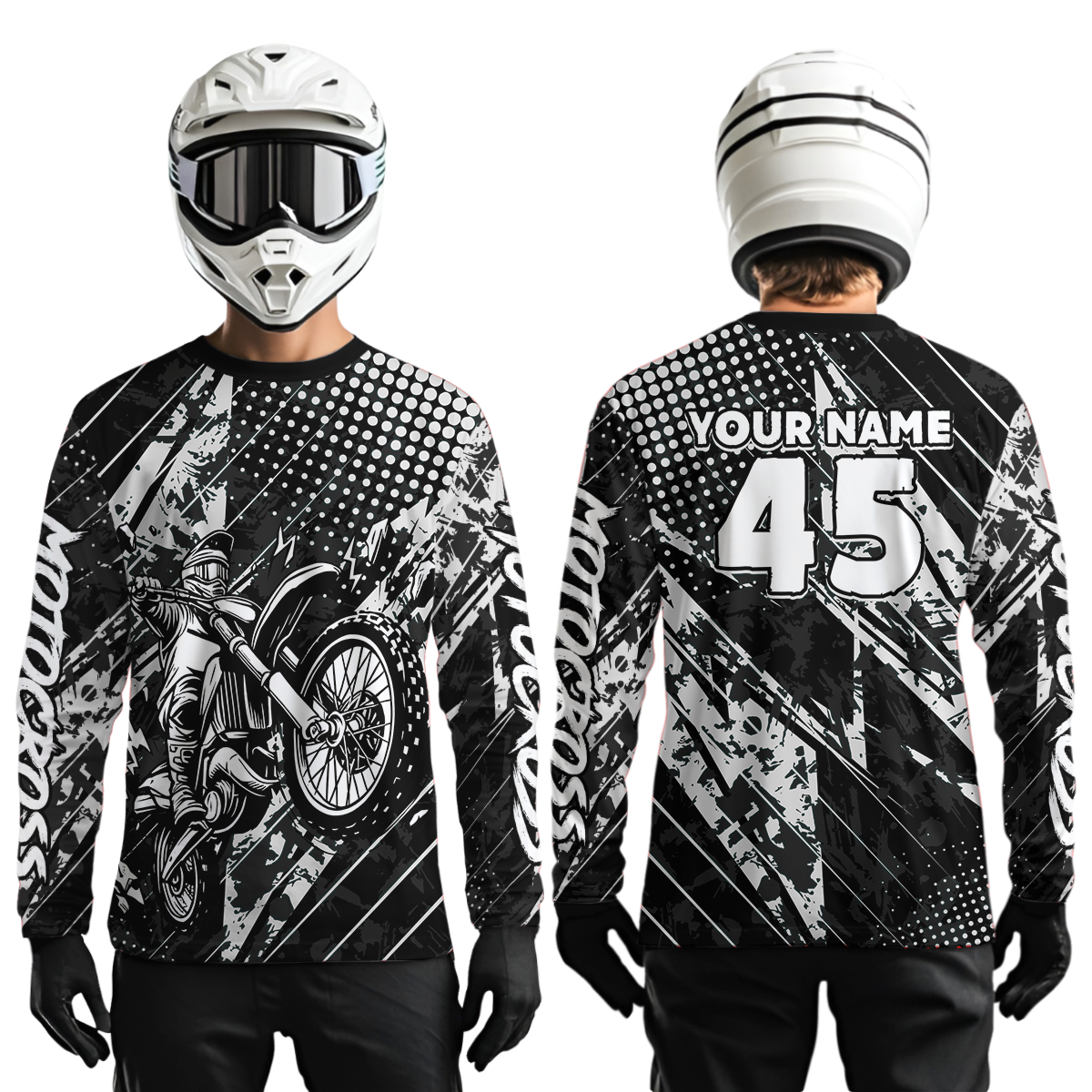 Custom Black Motocross Jersey Racing for Men Women Kid Motocycle Shirts UPF30+ DNT44