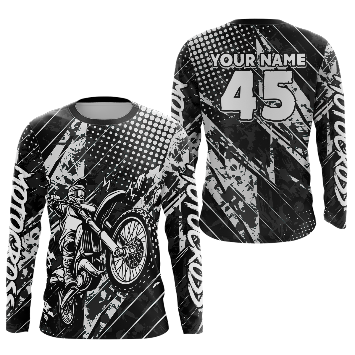 Custom Black Motocross Jersey Racing for Men Women Kid Motocycle Shirts UPF30+ DNT44