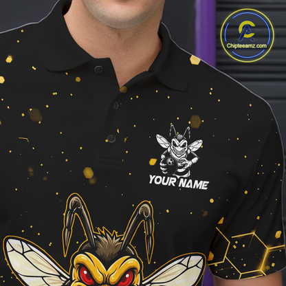 Custom Funny Beer Bee Bowling Jersey for Men Bowling Team Shirts Polo & 1/4 Zip HNT191