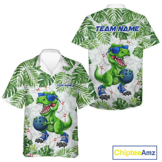 Custom Funny Dinosaur Hawaiian Bowling Jersey for Men Women Bowling Team Shirts Bowling League HNT214