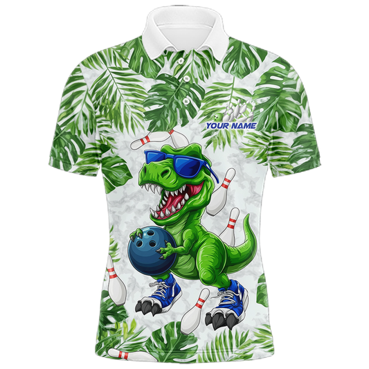 Custom Funny Dinosaur Bowling Jersey for Men Bowling Tournament Polo & 1/4 Zip Bowling Team Shirts HNT214