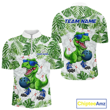 Load image into Gallery viewer, Custom Funny Dinosaur Bowling Jersey for Men Bowling Tournament Polo &amp; 1/4 Zip Bowling Team Shirts HNT214