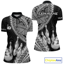 Load image into Gallery viewer, Black and White Tribal Pattern Bowling Jersey for Women Bowling Uniform Bowling Team Shirts HNT225