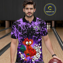 Load image into Gallery viewer, Purple Funny Chicken Bowling Jersey for Men Bowling League Bowling Team Shirts Polo &amp; 1/4 Zip HN232