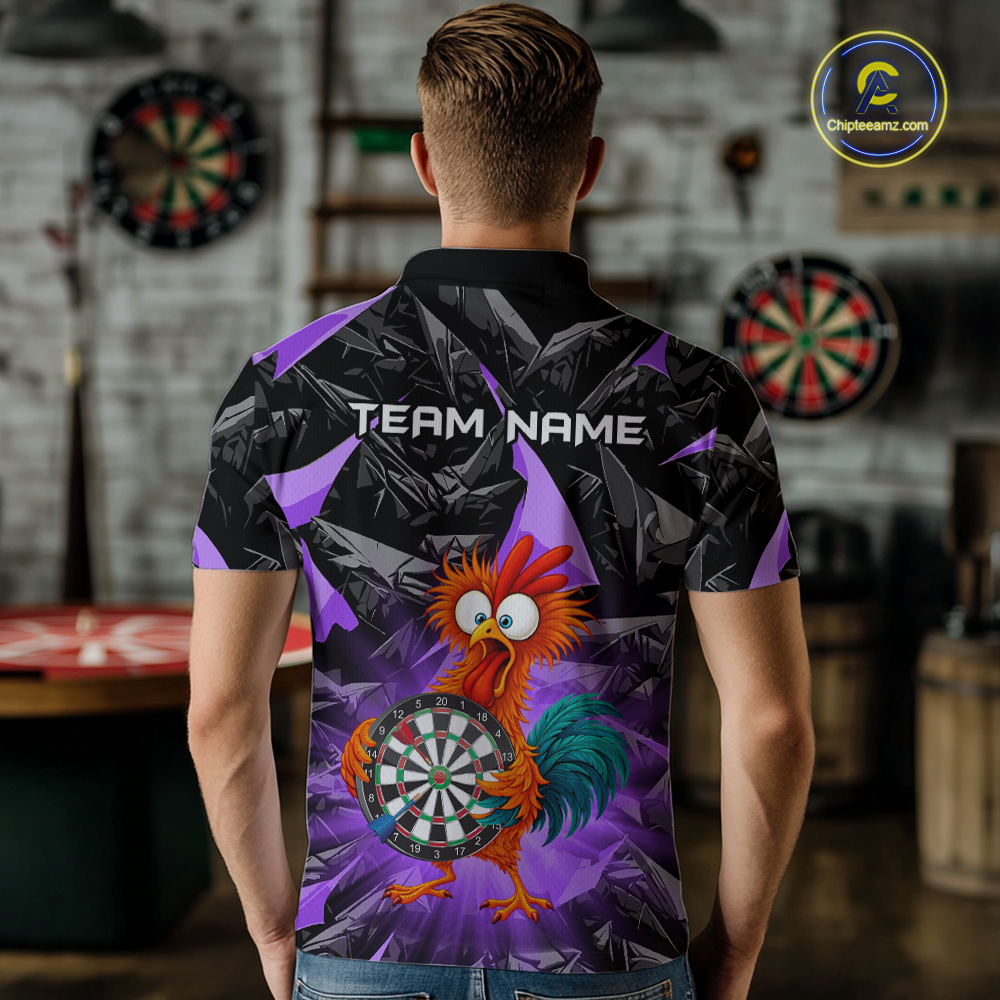 Custom Funny Purple Chicken Dart Shirts For Men Dart Board Gifts Darts Team Jerseys Dart League NNT152
