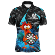 Load image into Gallery viewer, Custom Funny Turquoise Chicken Dart Shirts For Men Dart Board Gifts Darts Team Jerseys Dart League NNT152