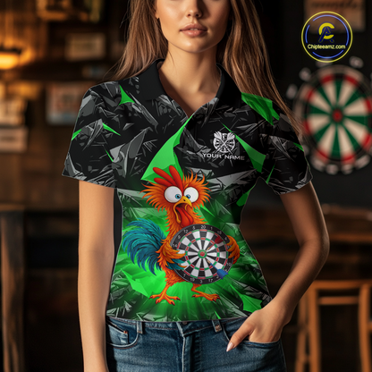Custom Funny Green Chicken Dart Shirts For Women Dart Board Gifts Darts Team Jerseys Dart League NNT152
