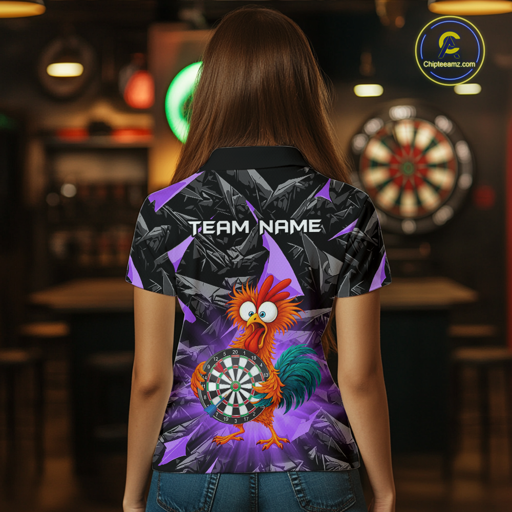 Custom Funny Purple Chicken Dart Shirts For Women Dart Board Gifts Darts Team Jerseys Dart League NNT152