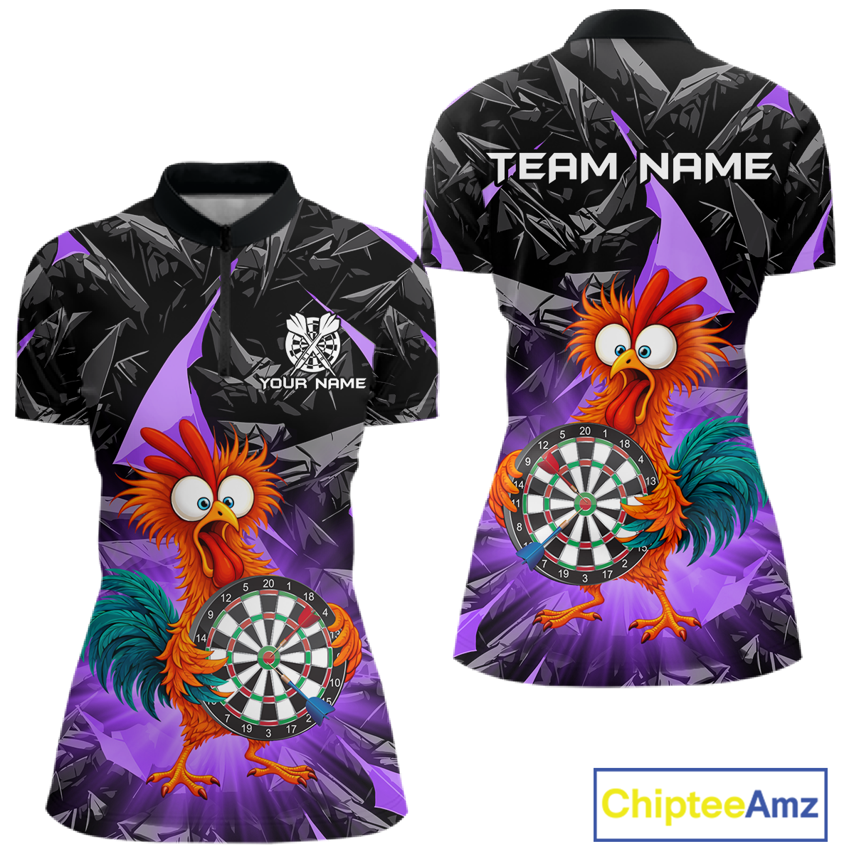 Custom Funny Purple Chicken Dart Shirts For Women Dart Board Gifts Darts Team Jerseys Dart League NNT152