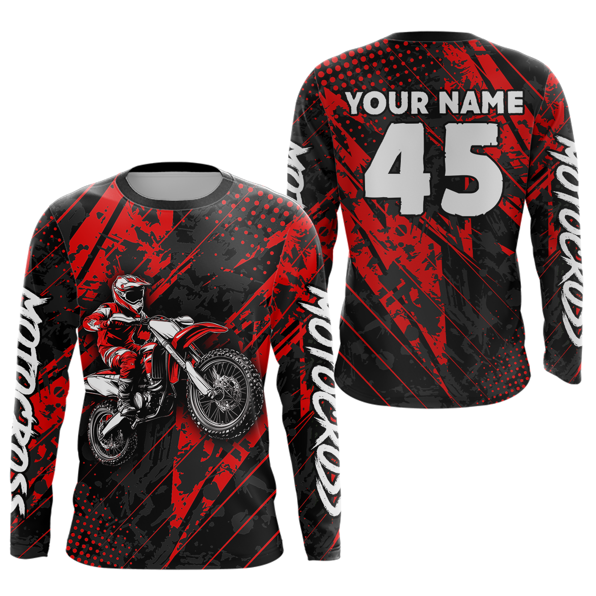 Custom Red Motocross Jersey Kid Adult Dirt Bike Off-Road Shirt Motorcycle Shirt Upf30+ DNT52
