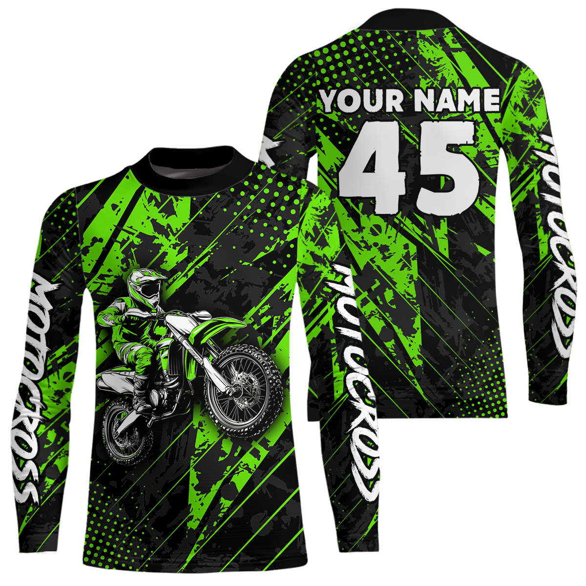 Custom Green Motocross Jersey Kid Adult Dirt Bike Off-Road Shirt Motorcycle Shirt Upf30+ DNT52