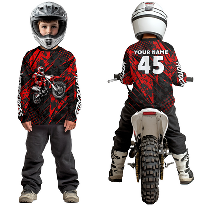 Custom Red Motocross Jersey Kid Adult Dirt Bike Off-Road Shirt Motorcycle Shirt Upf30+ DNT52