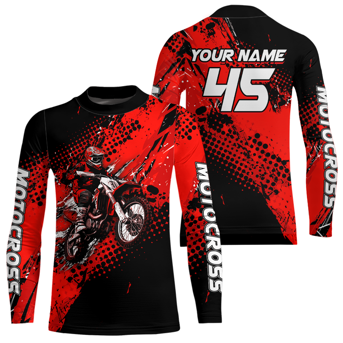 Red Youth Dirt Bike Jersey Adult Kid Upf30+ Custom Motocross Jersey Off-Road Jersey DNT50
