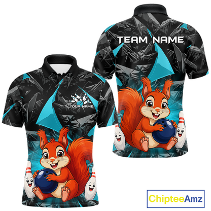 Funny Turquoise Squirrel Custom Bowling Jersey for Men Bowling Team Shirts Bowling League HNT302