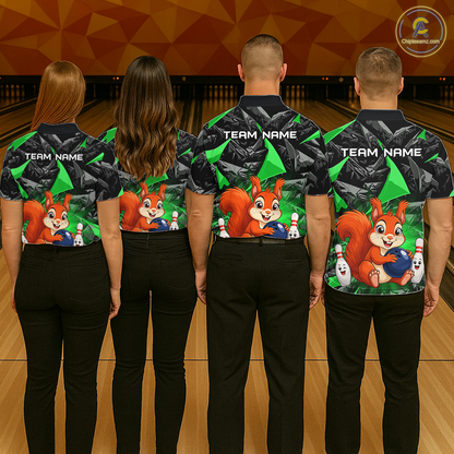 Funny Green Squirrel Custom Bowling Jersey for Women Bowling Team Shirts Bowling League HNT302