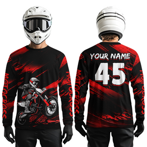 Red Motocross Shirts Personalized Racing Jersey Dirt Bike Jersey Kid Men Women UPF30+ DNT15