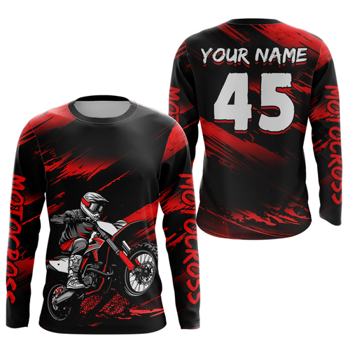 Red Motocross Shirts Personalized Racing Jersey Dirt Bike Jersey Kid Men Women UPF30+ DNT15