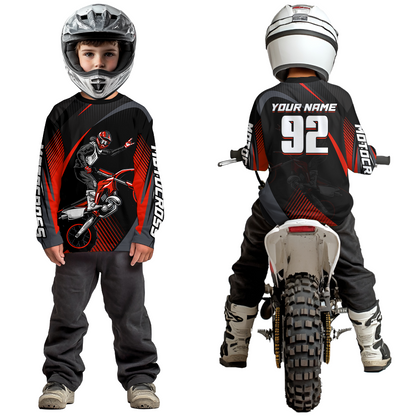 Personalized Red Motocross Shirts Racing Jersey Dirt Bike Jersey Kid Men Women UPF30+ DNT14