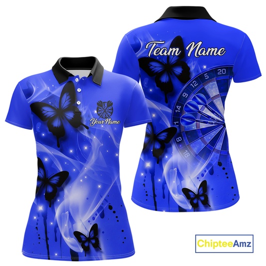 Custom Blue Galaxy Butterflies Darts Shirt for Women Darts Team Jerseys Dartboard Shirt NNT261