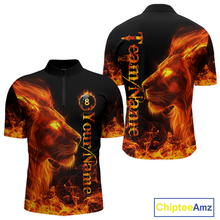 Load image into Gallery viewer, Custom Flame Lion 8 Ball Billiard Shirts for Men Billiard Team Shirts Billiard League Polo &amp; 1/4 Zip NNT96