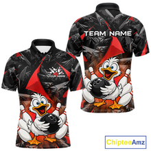 Load image into Gallery viewer, Custom Red Funny Duck Bowling Jersey for Men Bowling League Bowling Team Shirts Polo &amp; 1/4 Zip HN233