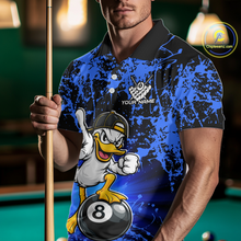 Load image into Gallery viewer, Custom Blue Funny Duck Billiard Shirt for Men Billiard Team Jersey League 8 Ball Pool Shirts NNT171