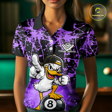 Load image into Gallery viewer, Custom Purple Funny Duck Billiard Shirt for Women Billiard Team Jersey League 8 Ball Pool Shirts NNT171