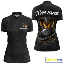 Load image into Gallery viewer, Custom Black Cobra Snake Bowling Jersey for Women Bowling Team Shirts Bowling League HNT309