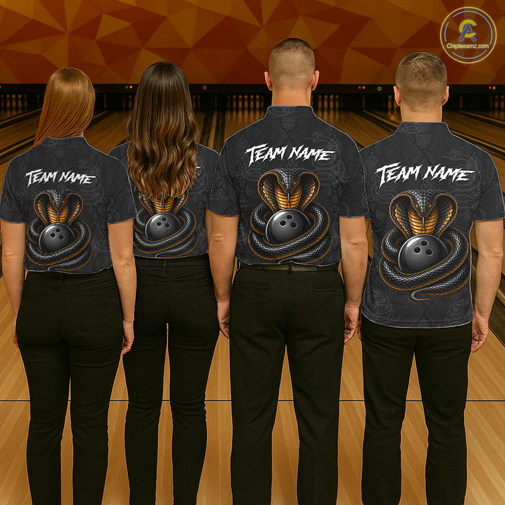 Custom Black Cobra Snake Bowling Jersey for Women Bowling Team Shirts Bowling League HNT309