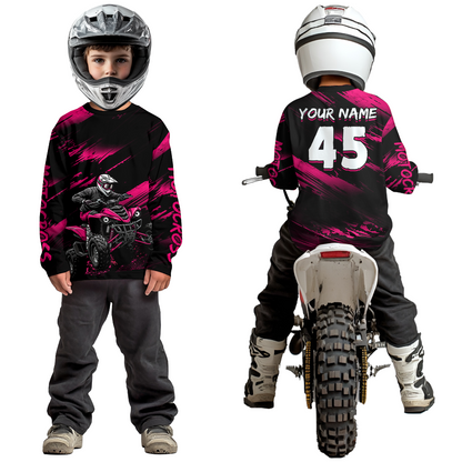 Custom Pink ATV Motocross Jersey Kid Adult Quad Bike Jersey Off-Road Shirt UPF30+ DNT58