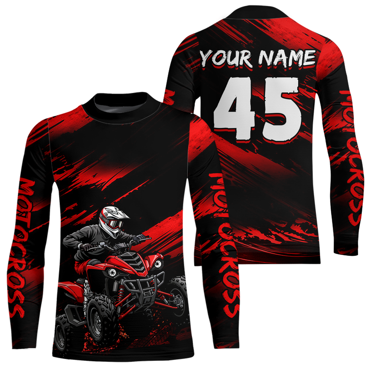 Custom Red ATV Motocross Jersey Kid Adult Quad Bike Jersey Off-Road Shirt UPF30+ DNT58