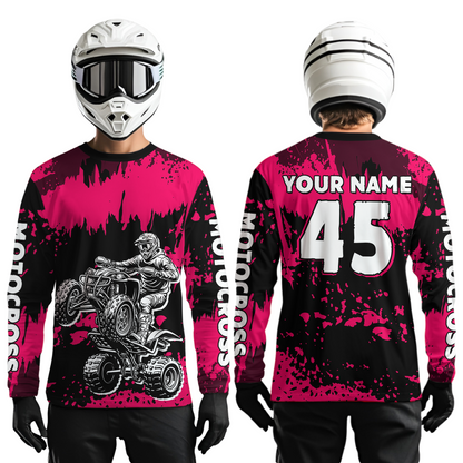 Pink ATV Motocross Jersey Kid Adult Custom Quad Bike Jersey Off-Road Shirt UPF30+ DNT59