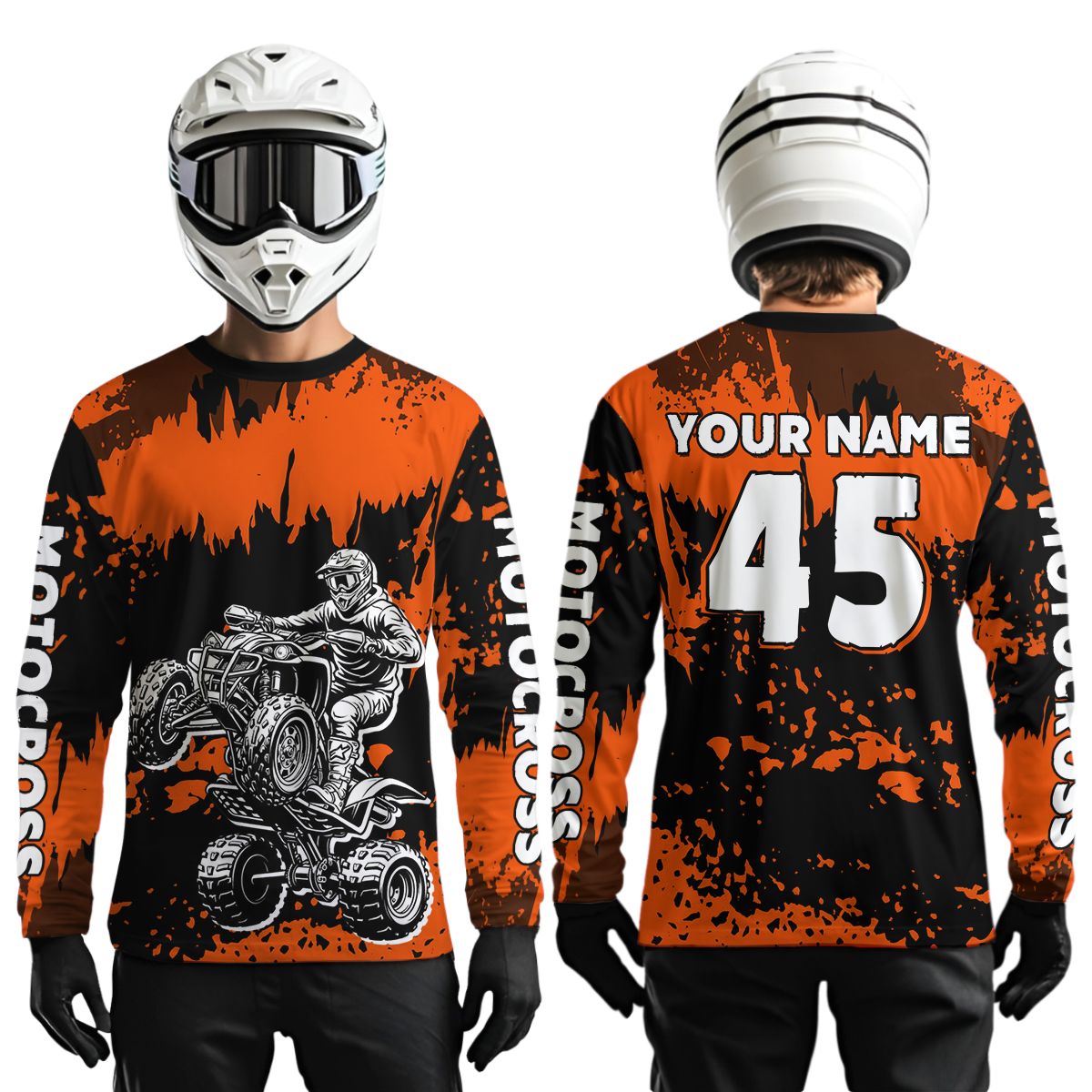 Orange ATV Motocross Jersey Kid Adult Custom Quad Bike Jersey Off-Road Shirt UPF30+ DNT59