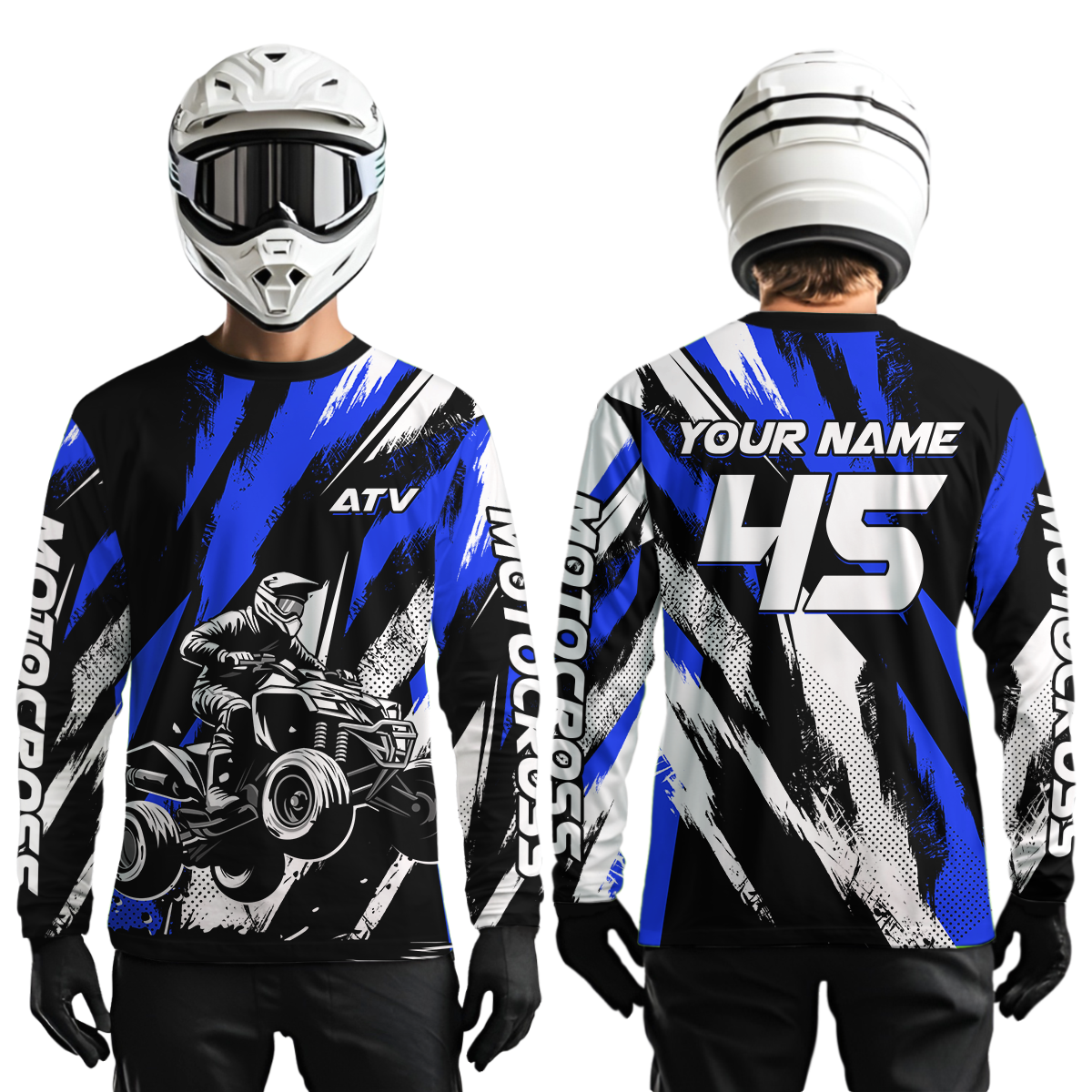 Blue ATV Motocross Shirts Kid Men Women Custom Quad Bike Off-Road Shirt UPF30+ DNT60