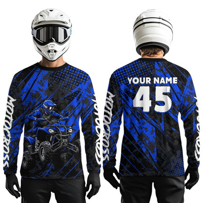 Custom Blue ATV Motocross Shirts Kid Men Women Off-Road Quad Bike Shirt UPF30+ DNT61