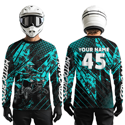 Custom Turquoise ATV Motocross Shirts Kid Men Women Off-Road Quad Bike Shirt UPF30+ DNT61