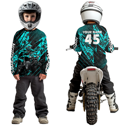 Custom Turquoise ATV Motocross Shirts Kid Men Women Off-Road Quad Bike Shirt UPF30+ DNT61