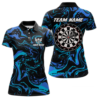Teal-Turquoise Pattern Darts Team Jerseys Dart Shirts For Women Dart Tournament Polo & 1/4 Zip NNT119
