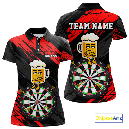 Custom Red Funny Beer Darts Board Dart Shirts For Women Darts Team Jerseys Dart Tournament NNT120