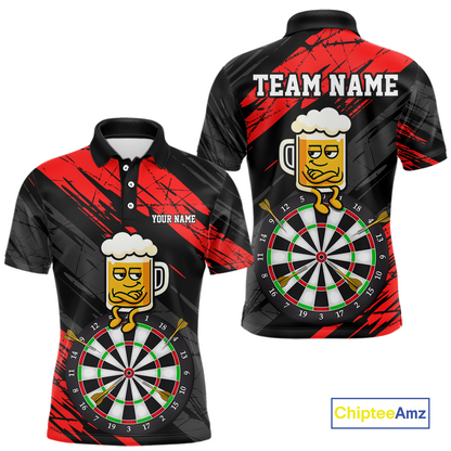 Custom Red Funny Beer Darts Board Dart Shirts For Men Darts Team Jerseys Dart Tournament NNT120