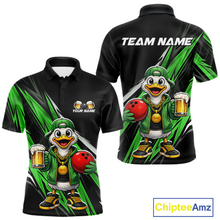 Load image into Gallery viewer, Custom Green Beer Duck Bowling Shirt for Men Duck Funny Beer Bowling Team Jersey HNT276