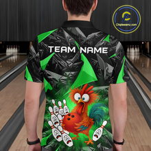 Load image into Gallery viewer, Custom Green Funny Chicken Bowling Jersey for Men Bowling Team Shirts  Polo &amp; 1/4 Zip HNT138