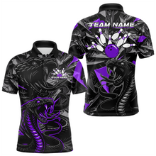 Load image into Gallery viewer, Custom Purple Cobra Snake Bowling Jersey for Men Bowling Team Shirts Bowling Uniform Polo &amp; 1/4 Zip HNT137