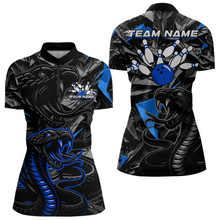 Load image into Gallery viewer, Custom Blue Cobra Snake Bowling Jersey for Women Bowling Team Shirts Polo &amp; 1/4 Zip HNT137