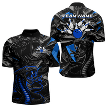 Load image into Gallery viewer, Custom Blue Cobra Snake Bowling Jersey for Men Bowling Team Shirts Bowling Uniform Polo &amp; 1/4 Zip HNT137