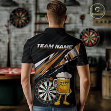 Load image into Gallery viewer, Custom Orange Funny Beer Dart Shirts for Men Darts Team Jerseys Dart Tournament Polo &amp; 1/4 Zip NNT139
