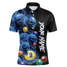 Load image into Gallery viewer, Custom Blue Flame Skull 9 Ball Pool Billiard Shirt for Men Polo &amp; 1/4 Zip, Billiard Team Jerseys NNT159