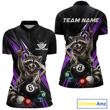 Load image into Gallery viewer, Custom Purple Funny Raccoon 8 Ball Billiard Shirt for Women Billiard Team Jersey Billiard League NNT191