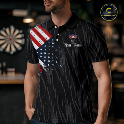 Custom US Flag Eagle Darts Shirt for Men Darts Team Jerseys Dart Tournament Polo & 1/4 Zip NNT111